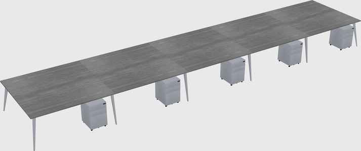Shared rectangular office desk system