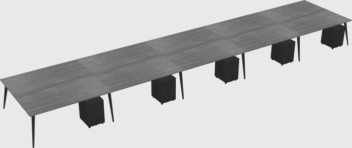 Shared rectangular office desk system