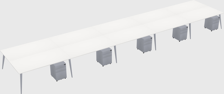Shared rectangular office desk system