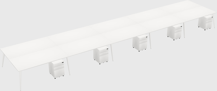 Shared rectangular office desk system