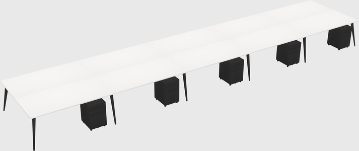 Shared rectangular office desk system