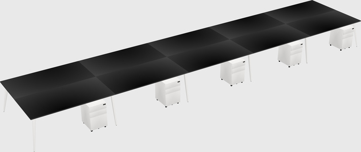 Shared rectangular office desk system