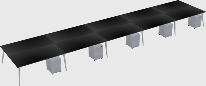 Shared rectangular office desk system