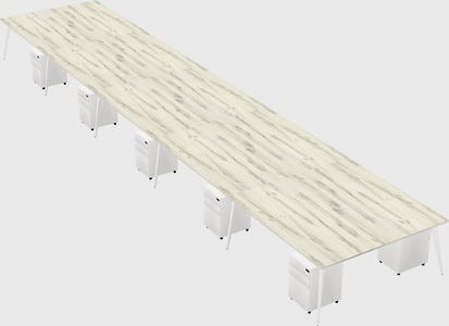 Shared rectangular office desk system