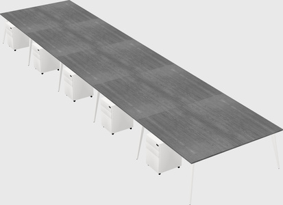 Shared rectangular office desk system