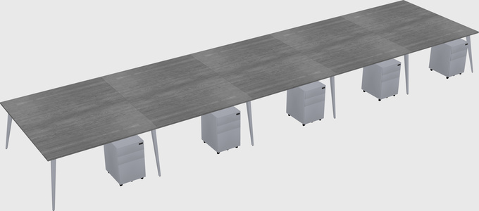 Shared rectangular office desk system