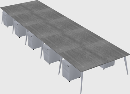 Shared rectangular office desk system