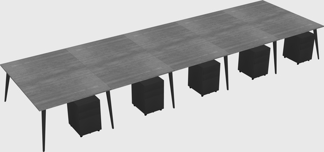 Shared rectangular office desk system