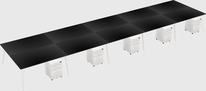 Shared rectangular office desk system