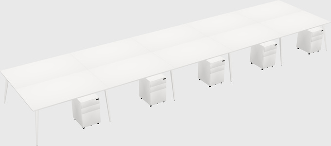 Shared rectangular office desk system