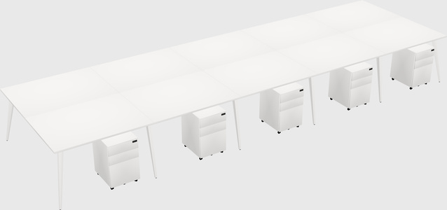 Shared rectangular office desk system