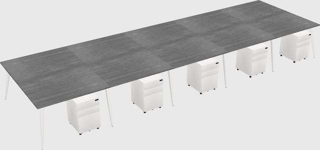 Shared rectangular office desk system