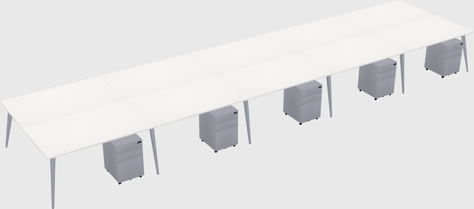 Shared rectangular office desk system