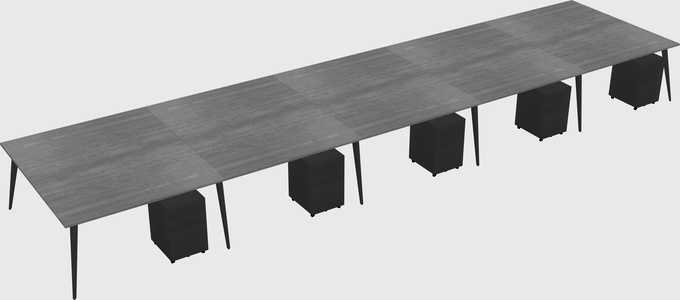 Shared rectangular office desk system