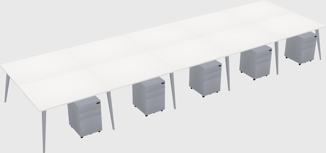 Shared rectangular office desk system