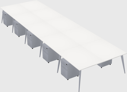 Shared rectangular office desk system
