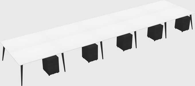 Shared rectangular office desk system