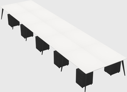Shared rectangular office desk system