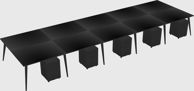 Shared rectangular office desk system