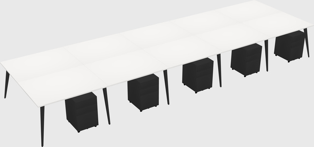 Shared rectangular office desk system