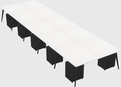 Shared rectangular office desk system