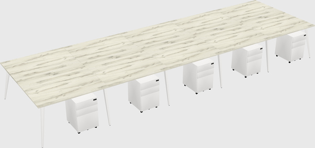 Shared rectangular office desk system