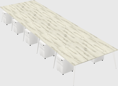 Shared rectangular office desk system