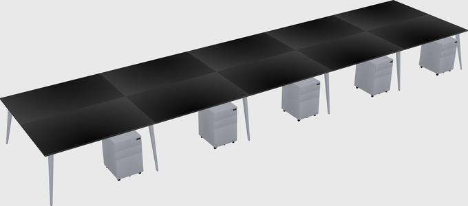 Shared rectangular office desk system