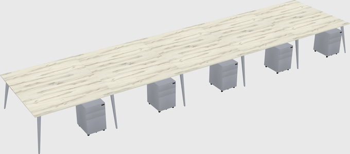 Shared rectangular office desk system