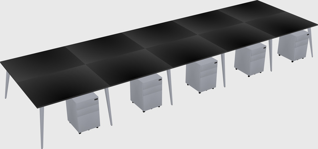 Shared rectangular office desk system