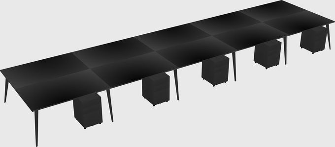 Shared rectangular office desk system