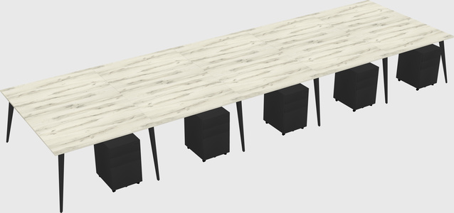 Shared rectangular office desk system