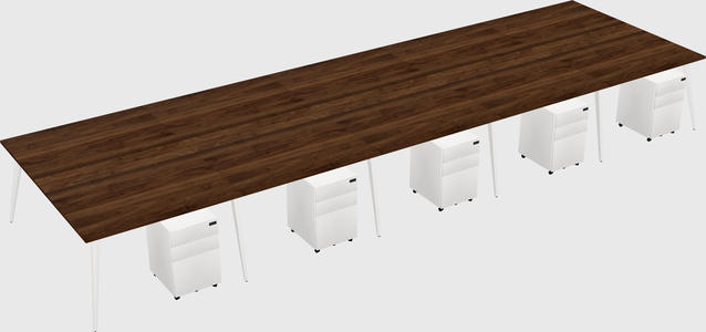 Shared rectangular office desk system