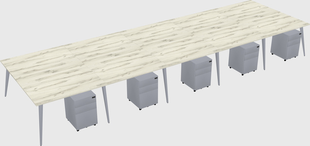 Shared rectangular office desk system
