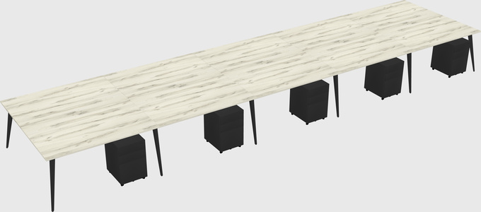 Shared rectangular office desk system
