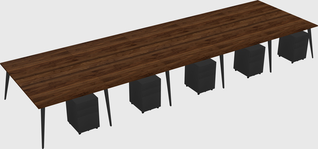 Shared rectangular office desk system