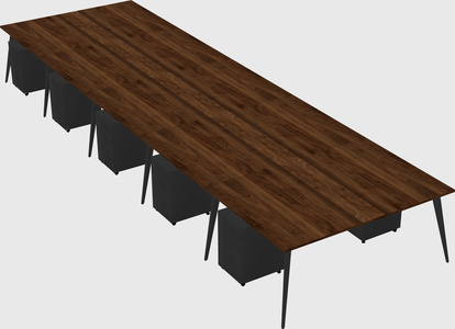 Shared rectangular office desk system