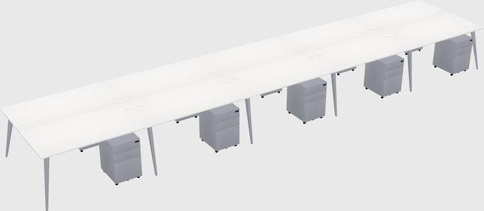 Shared rectangular office desk system