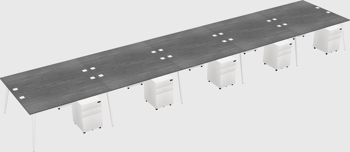 Shared rectangular office desk system