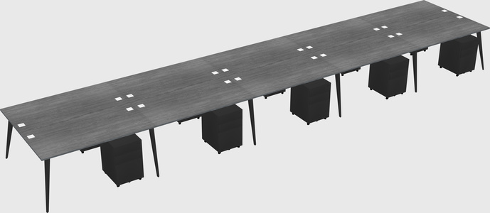 Shared rectangular office desk system