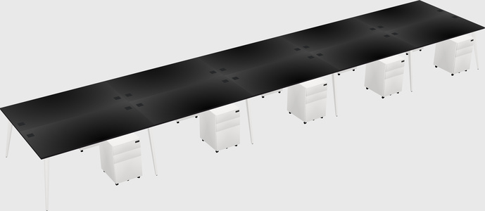 Shared rectangular office desk system