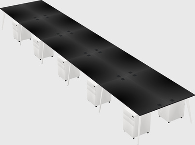 Shared rectangular office desk system