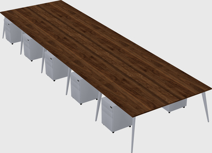 Shared rectangular office desk system