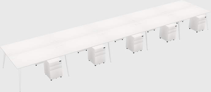 Shared rectangular office desk system