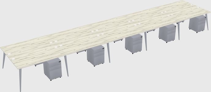 Shared rectangular office desk system