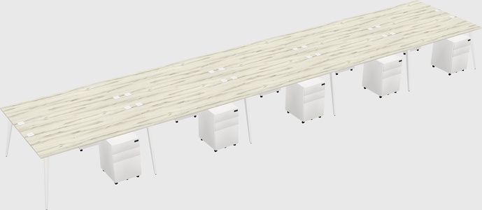 Shared rectangular office desk system