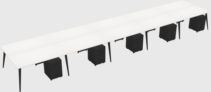 Shared rectangular office desk system