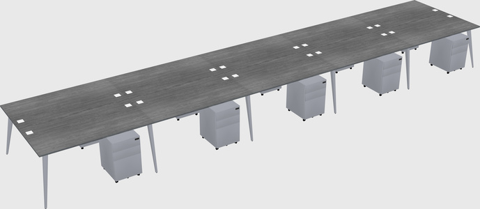 Shared rectangular office desk system