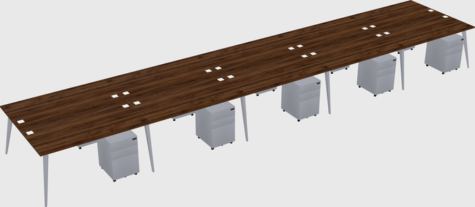 Shared rectangular office desk system