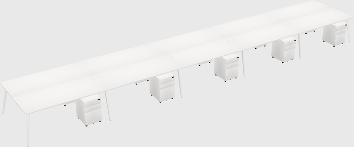 Shared rectangular office desk system